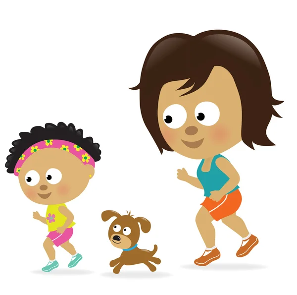 Mutter und Tochter joggen (afrikanisch-amerikanisch) — Stockvektor