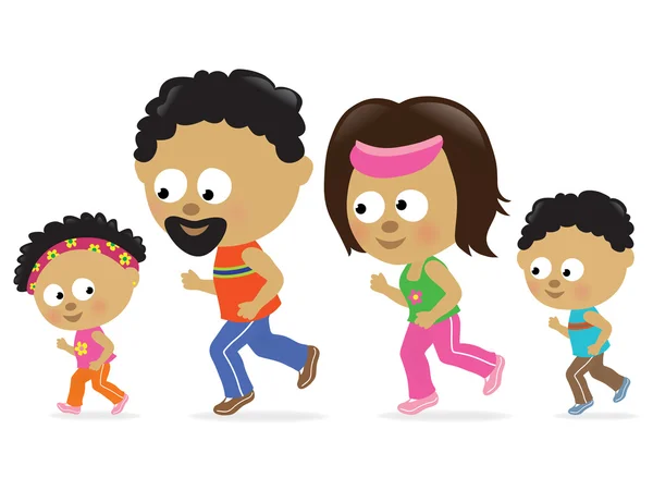 Jogging familial (afro-américain ) — Image vectorielle