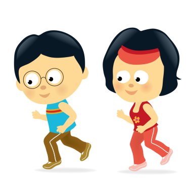 Asya çift jogging
