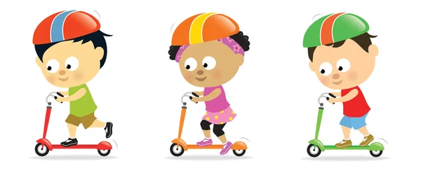 Kinderen op scooters 2 — Stockvector