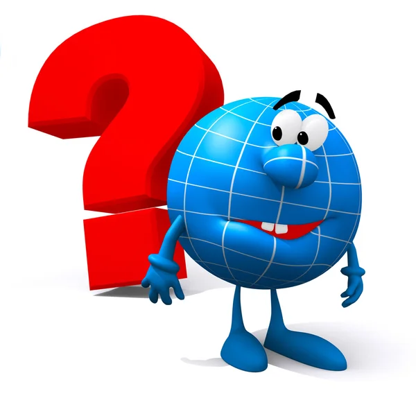 Pensive globe and question — Stock Photo, Image