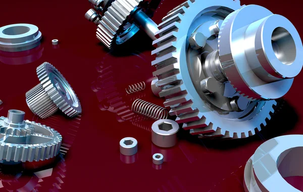 Gear wheel and spring — Stock Photo, Image