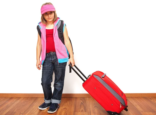 Little girl with luggage — Stock Photo, Image