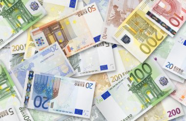 Lot of Euro banknotes clipart