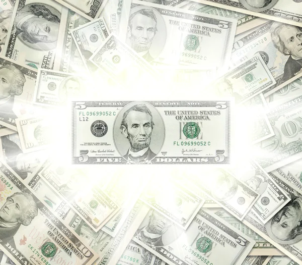 Banconote in dollari concetto luminoso — Foto Stock