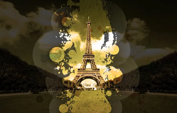 Vinyl splatter Eiffeltornet — 图库照片