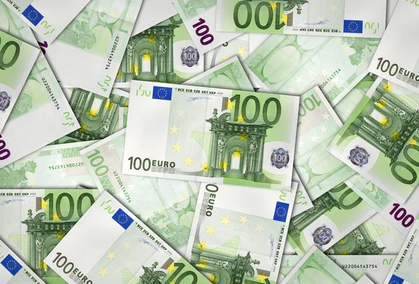 Banknoten der Europäischen Union zu 100 Euro — Stockfoto