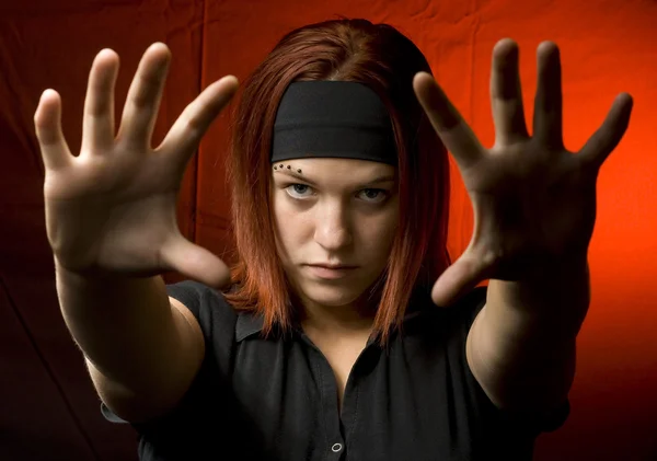 Stock image Teenager with her hands against the camera