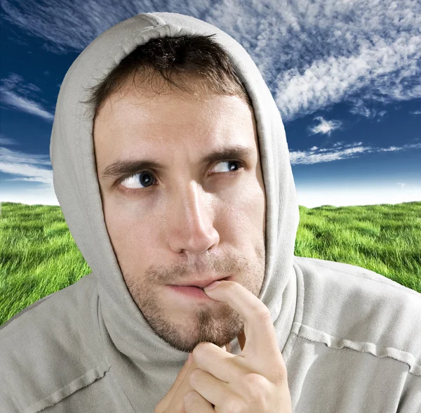 Ironically pensive man Royalty Free Stock Images