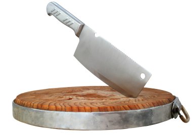 Cleaver and chopping board clipart