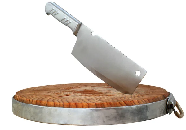 Cleaver and chopping board — Stock Photo, Image