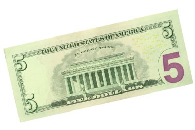 Five dollars bill back clipart