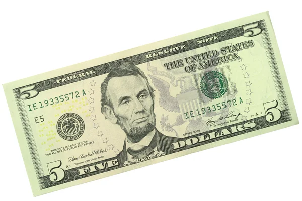 Five dollars bill front — Stock Photo, Image
