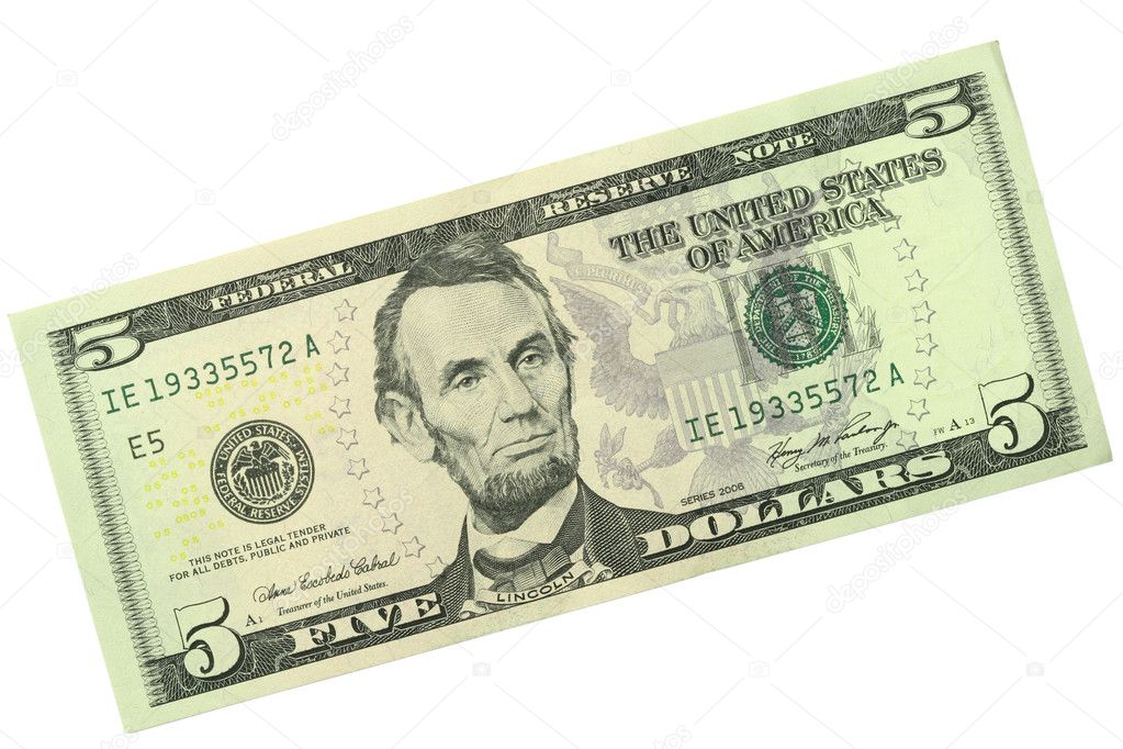 Five dollars bill front