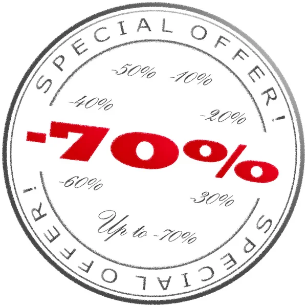 Stamp "Up to -70%" — Stock Photo, Image
