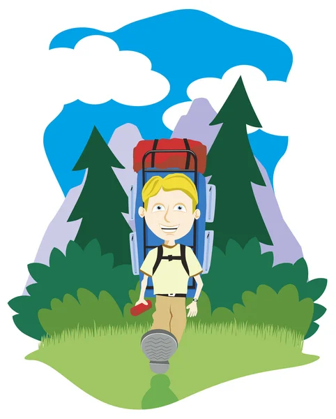 stock vector Boy Hiking