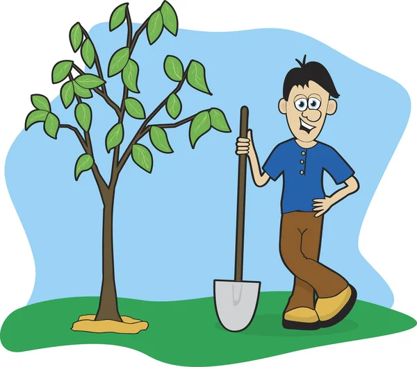Plantar un árbol — Vector de stock