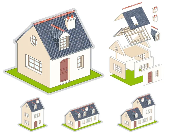 Illustrazione isometrica vettoriale di una casa — Vettoriale Stock