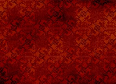 Chinese red textured pattern in filigree clipart