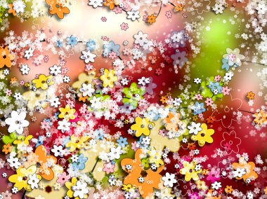 Ornamental colorful background, flowers clipart