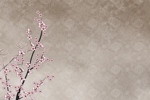 Dekorativer Kirschbaum, chinesisches Muster — Stockfoto