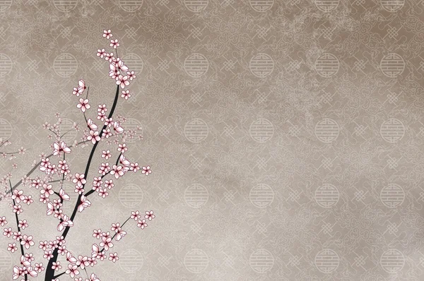 Decorative cherry tree, chinese pattern — Stock Photo, Image