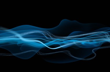 Abstract black and blue waves and smoke background texture clipart