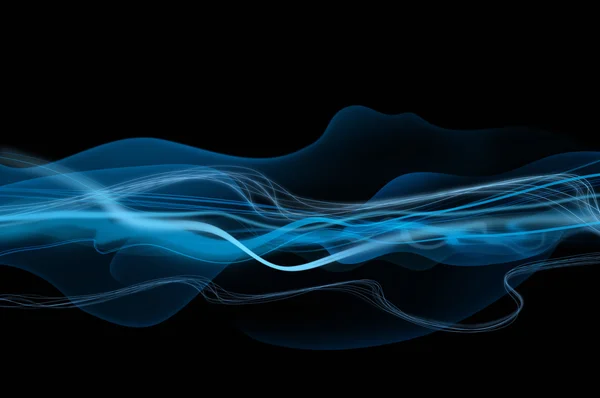 Abstrato ondas pretas e azuis e fumaça textura de fundo — Fotografia de Stock