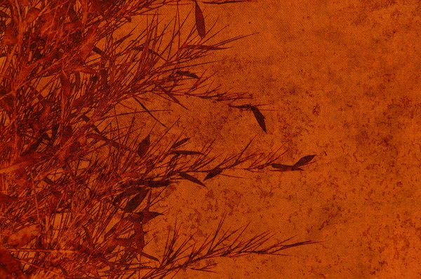 Текстурированный коричневый фон с листвой бамбука - скрапбукинг — стоковое фото