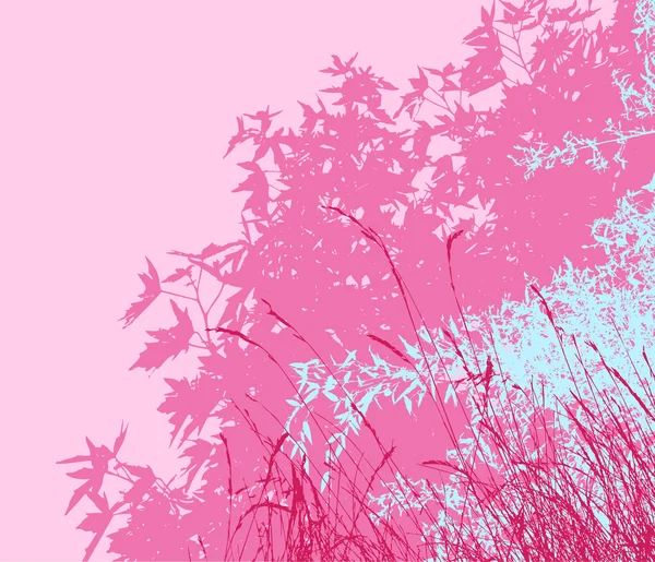 Färgade landskap av lövverk illustration - rosa morgon — Stockfoto