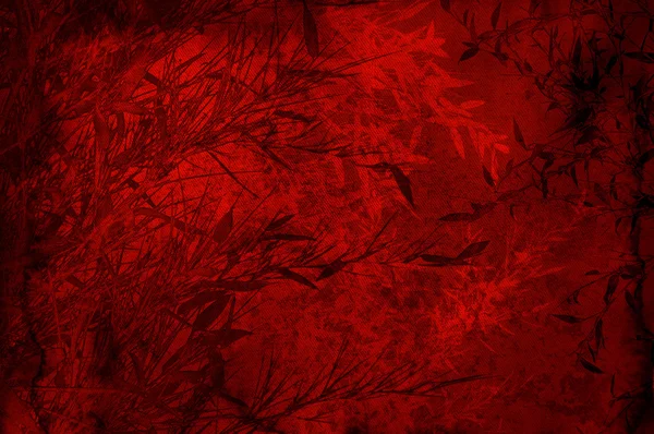 Κατασκευασμένο κόκκινο σκηνικό με φύλλωμα μπαμπού - scrapbooking — Φωτογραφία Αρχείου