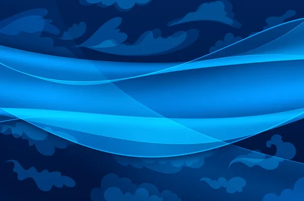 Fundo azul - ondas abstratas e nuvens estilizadas — Fotografia de Stock