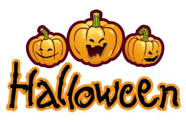 Halloween titling with three pumpkin heads of Jack-O-Lantern clipart