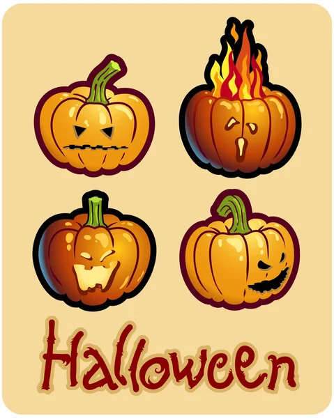 El dibujo de Halloween - cuatro cabezas de calabaza de Jack-O-Lantern — Foto de Stock