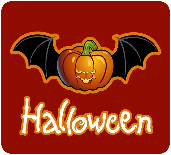 Halloween - een pompoen hoofd van Jack-O-lantaarn met de vleermuis vleugels — Stockfoto