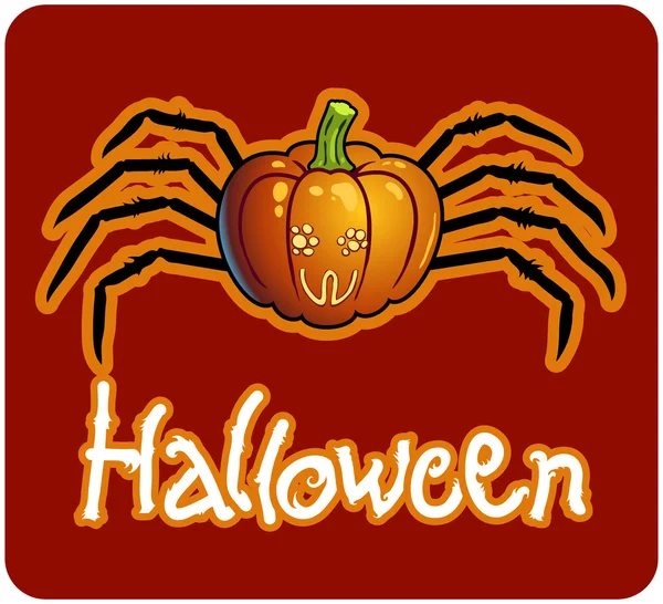 Halloween 's drawing - a pumpkin head with spider' s legs — стоковое фото
