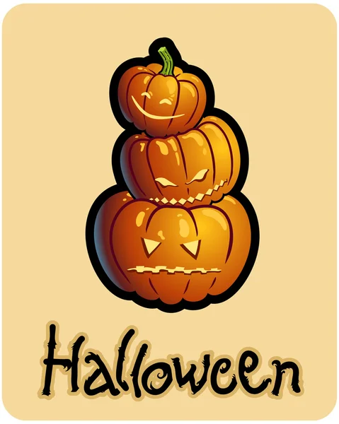 El dibujo de halloween - tres cabezas de calabaza de Jack-O-Lantern —  Fotos de Stock