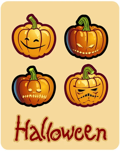 El dibujo de halloween - cuatro cabezas de calabaza aterradoras de Jack-O-Lantern —  Fotos de Stock