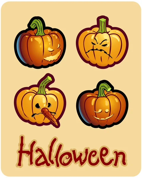 El dibujo de Halloween - cuatro cabezas de calabaza de Jack-O-Lantern —  Fotos de Stock