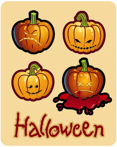 El dibujo de Halloween - cuatro cabezas de calabaza de Jack-O-Lantern — Foto de Stock