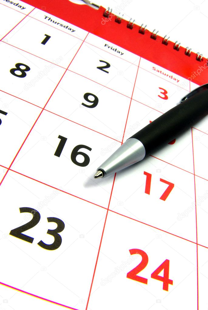 Calendar with pen view