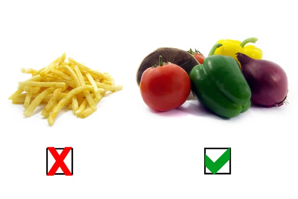 健康食品、不健康な食品の図 — ストック写真