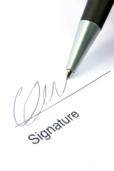 Handtekening en pen 2 — Stockfoto