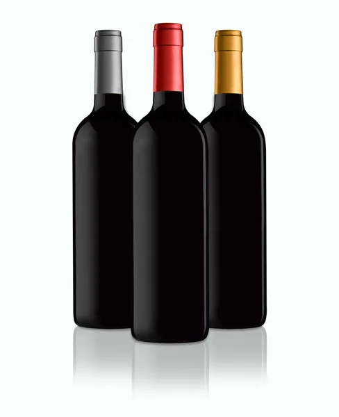 Vinflaskor isolerad på en svart — Stockfoto