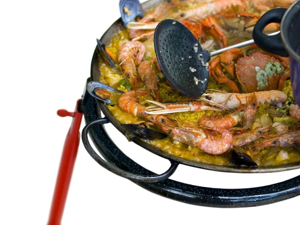 烹饪西班牙海鲜饭 — 图库照片