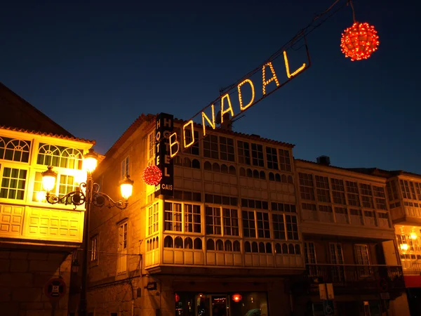 Julbelysning i Baiona, Galicien, Spanien — Stockfoto