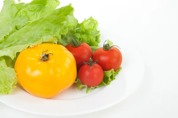 Fresh salad and tomatoes isolated — Stock Photo, Image