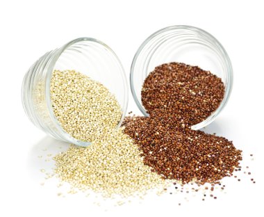 Red and white quinoa grain in bowls clipart