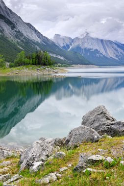 Mountain lake in Jasper National Park clipart