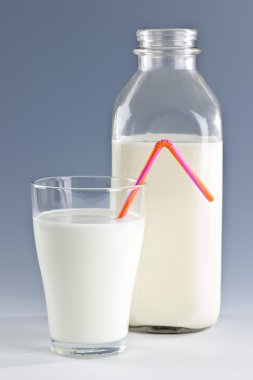 Bottle and glass of white milk clipart